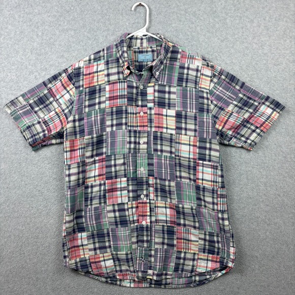 Castaway Other - Castaway Nantucket Patchwork Madras Shirt Mens Medium Short Sleeve Plaid Coastal